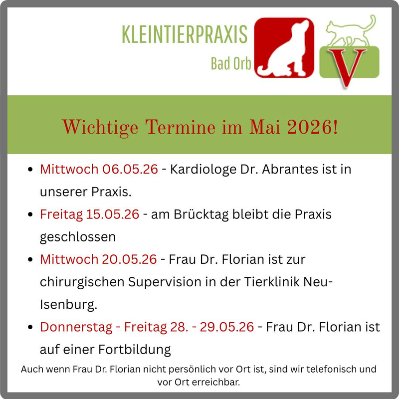 Wichtige Termine für den Mai